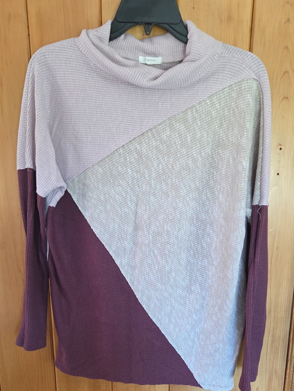 Maurices Lavender and Plum Colorblock Cowl Neck Sweater